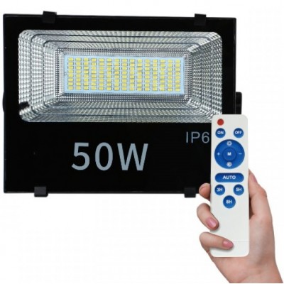 Ηλιακός Προβολέας LED 50W SMD με Φωτοβολταϊκό πάνελ & Μπαταρία σε Ψυχρό Φως Στεγανός IP65 6433